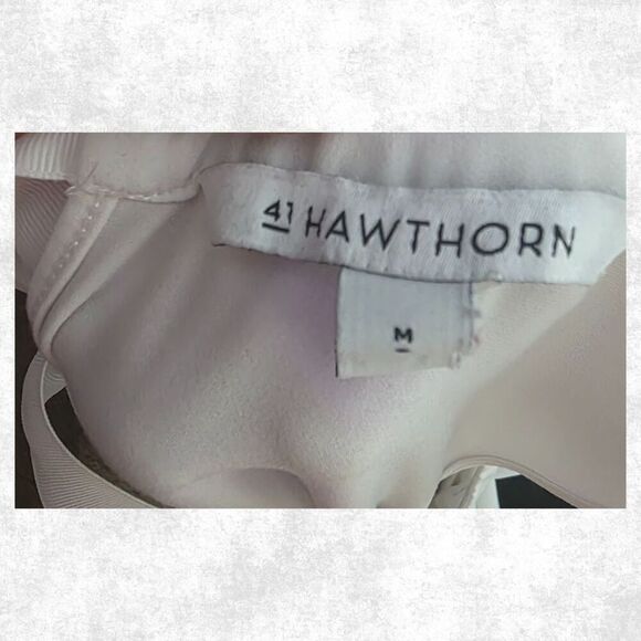 41 Hawthorn White Draped Blouse w/ Keyhole Front & Back Tie – Size M - Picture 2 of 5
